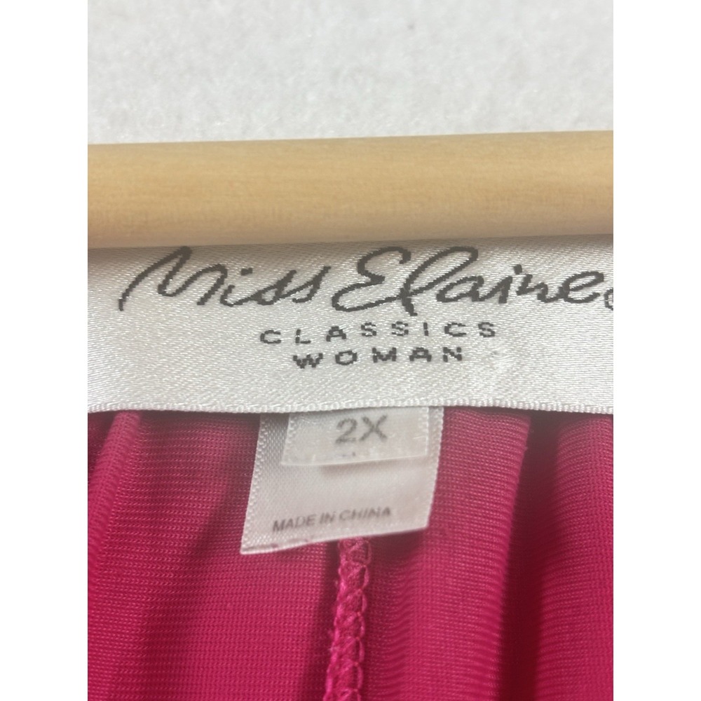Miss Elaine Classics Flutter Sleeve Embroidered Nylon Nightgown 2X Pink - Picture 2 of 8